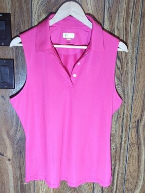 GREG NORWAN Women’s Sleeveless Polo Top - Hot Pink Size L